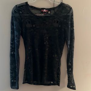 RoyaleBones Fish-Net Skull print top.  New Never Worn